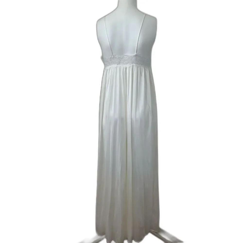 Val Mode Vintage Lace & Satin Slip Maxi Night Gown FLAWED M - Picture 3 of 16